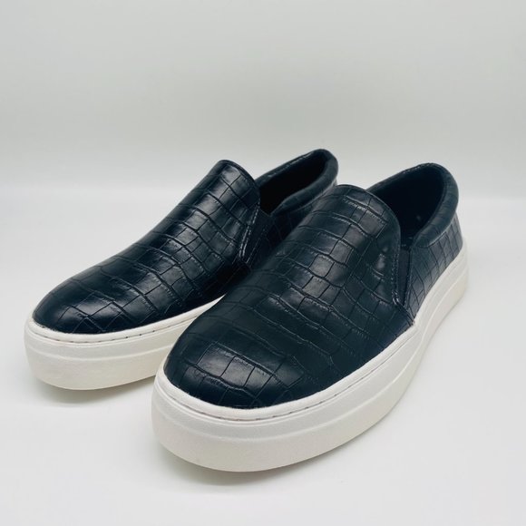 a new day Shoes - A New Day Womens Black Bibi Croc Print Platform Slip On Sneakers 10